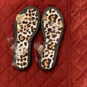 Cheetah print sandals with clear straps